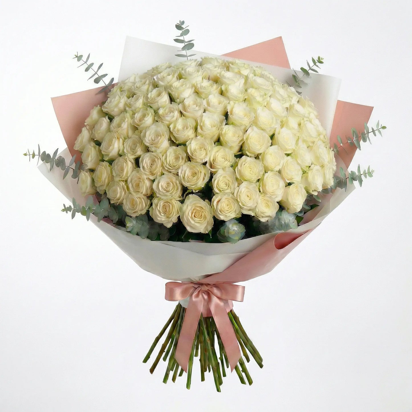 High-End Bouquet of 50 White Roses