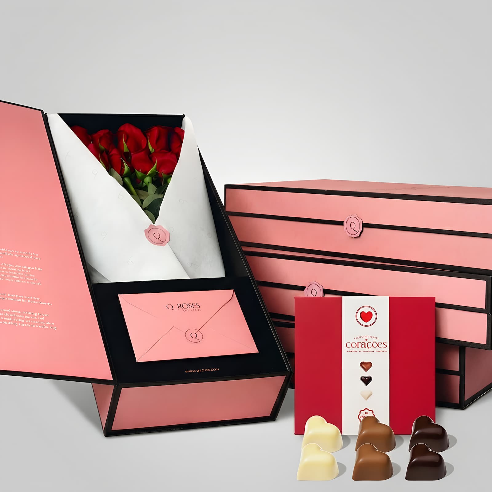 Caixa de 18 Rosas com Corazones